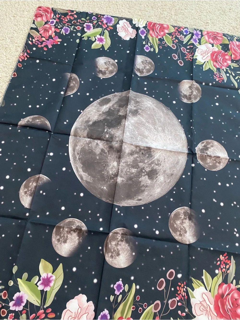 Vintage Moon Botanical Floral Tapestry Wall Decor